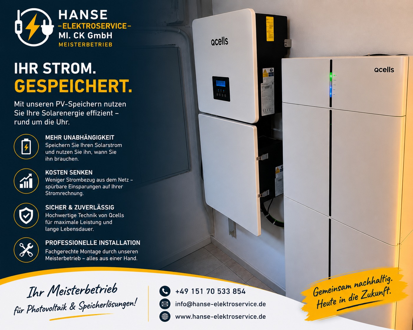 Qcells Photovoltaik Speicherinstallation durch Hanse Elektroservice MI.CK GmbH